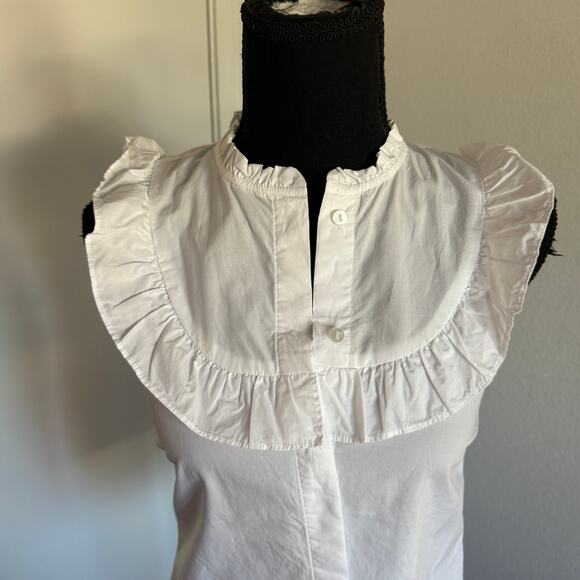 NWOT - White Button Down Bib Front Cap Sleeve Tank Blouse - 2 - Picture 3 of 9